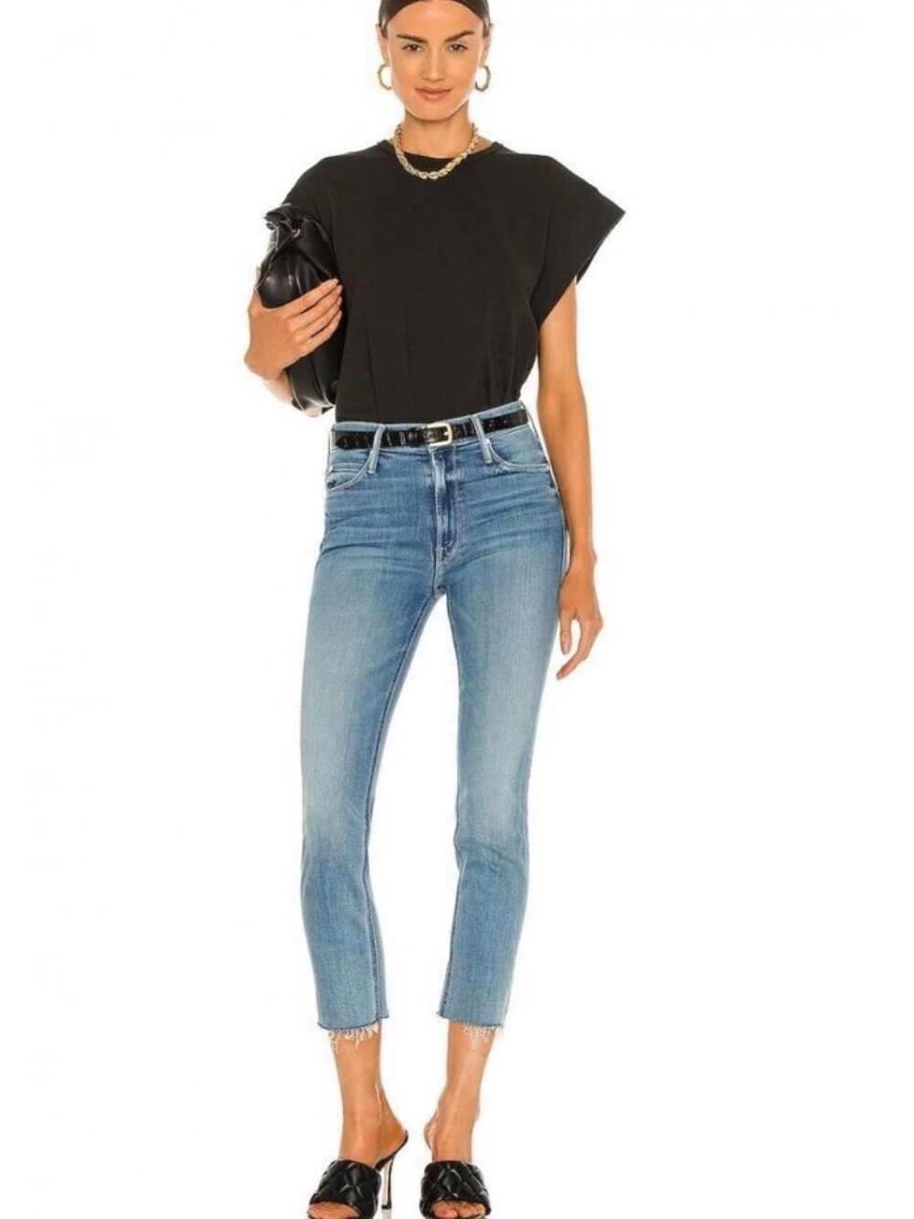 MOTHER The Mid Rise Dazzler Crop Fray : Blowing Kisses
